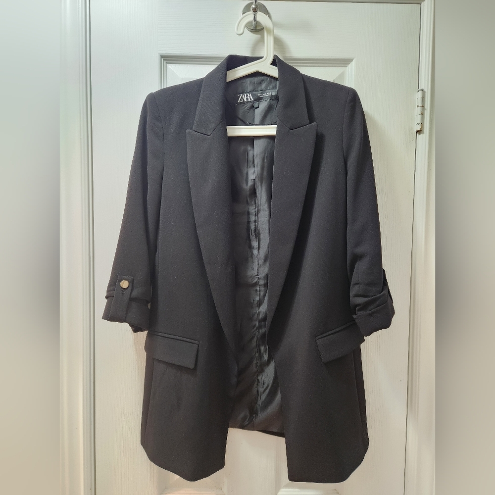 Zara Black Open-Front Blazer